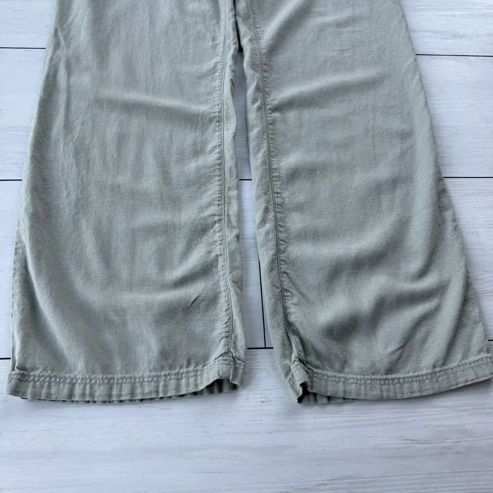 H&M Mens Medium Green Linen Blend Chino Pants Lightweight Casual Coastal Preppy